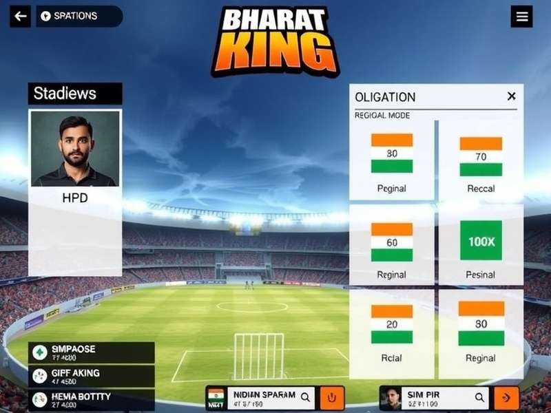 Bharat Footy King gameplay screenshot showing Indian stadium